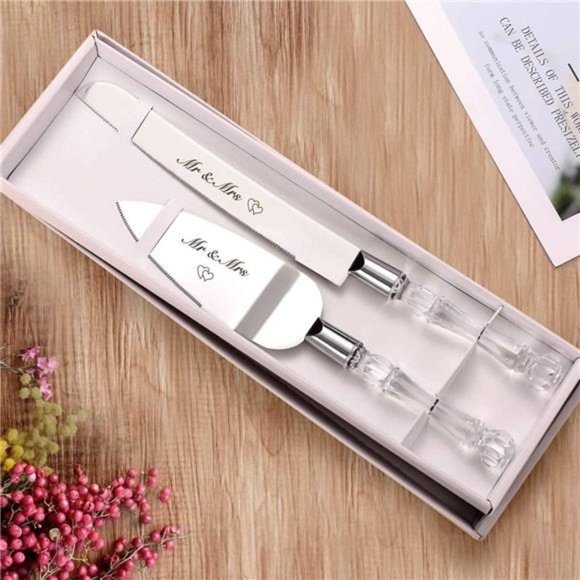 Cake Cutting Set for Wedding- Mr and Mrs Cake Cutter,Wedding Cake Knife & Server - Picture 1 of 6